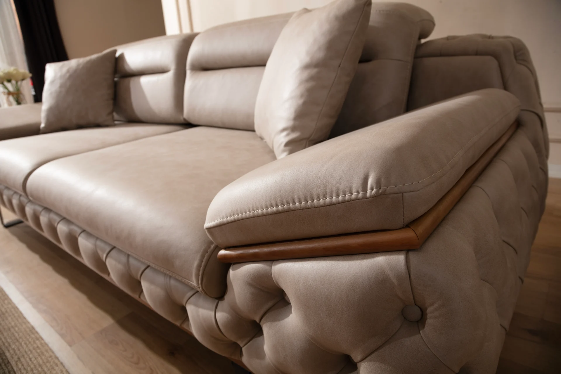 Sofa Infinity - 3-osobowa, nowoczesny design, luksusowy komfort, niestandardowe opcje tkanin - obrazek 4