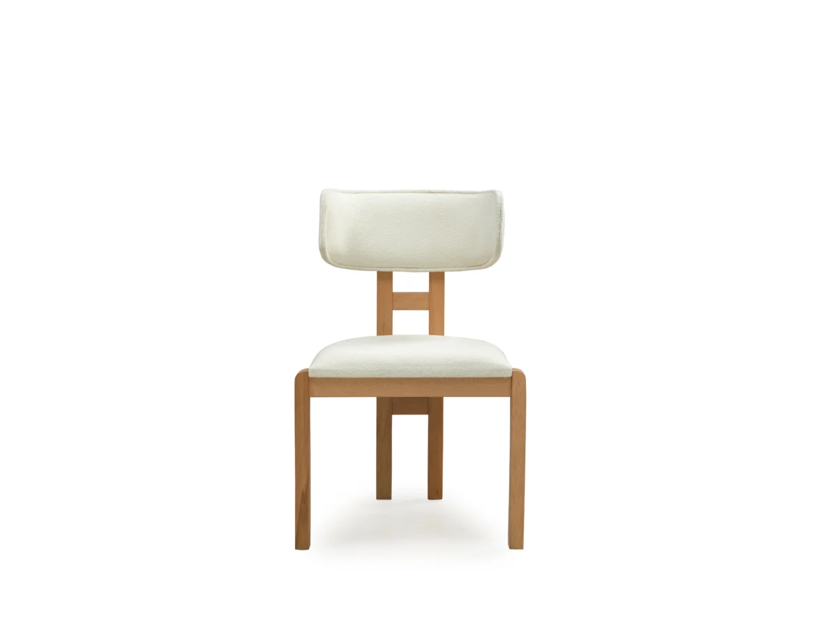 Neris Dining Chair – Beige Coco Fabric – Wooden Legs