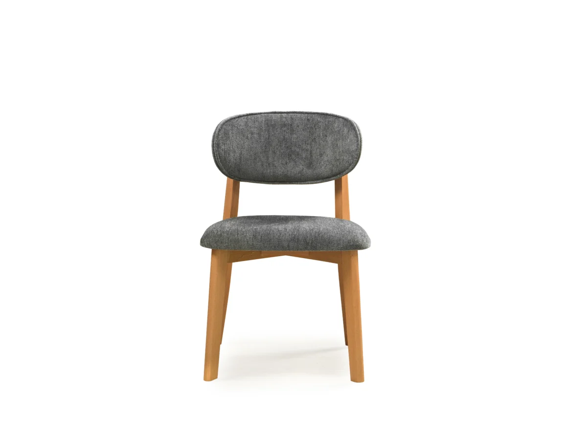 İnci Dining Chair – Grey Matis Fabric – Wooden Legs – PeryHome