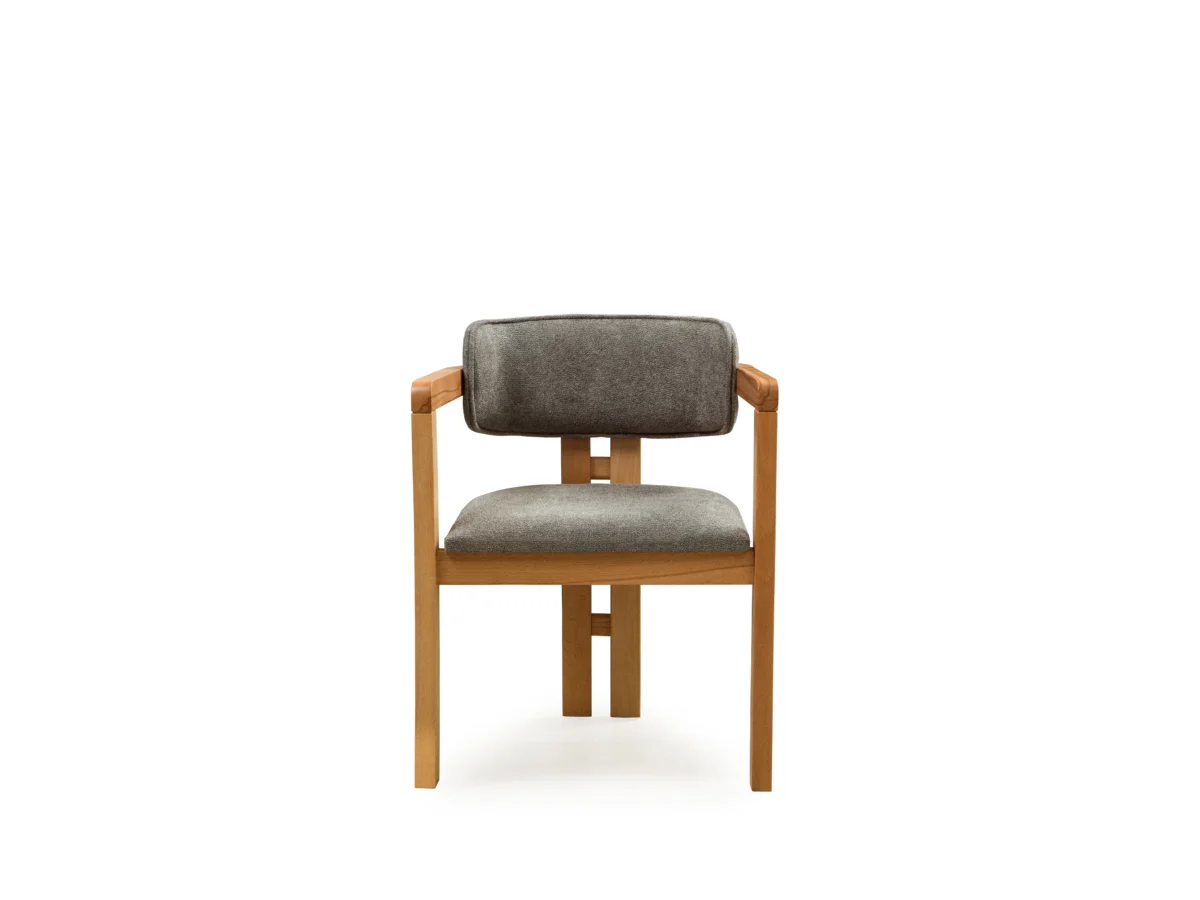 Milano Dining Chair – Grey Boucle Fabric – Wooden Legs