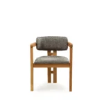 Milano Dining Chair – Grey Boucle Fabric – Wooden Legs