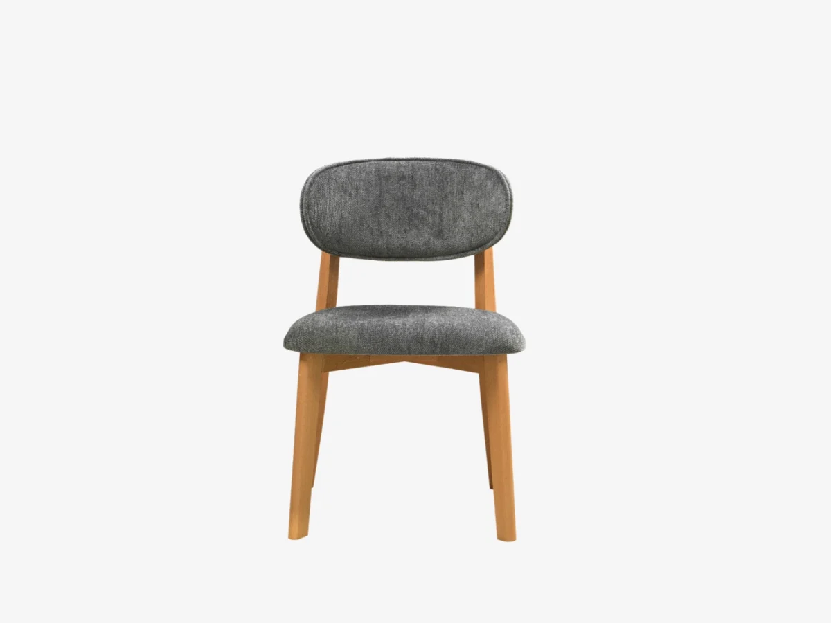 İnci Dining Chair – Grey Matis Fabric – Wooden Legs – PeryHome