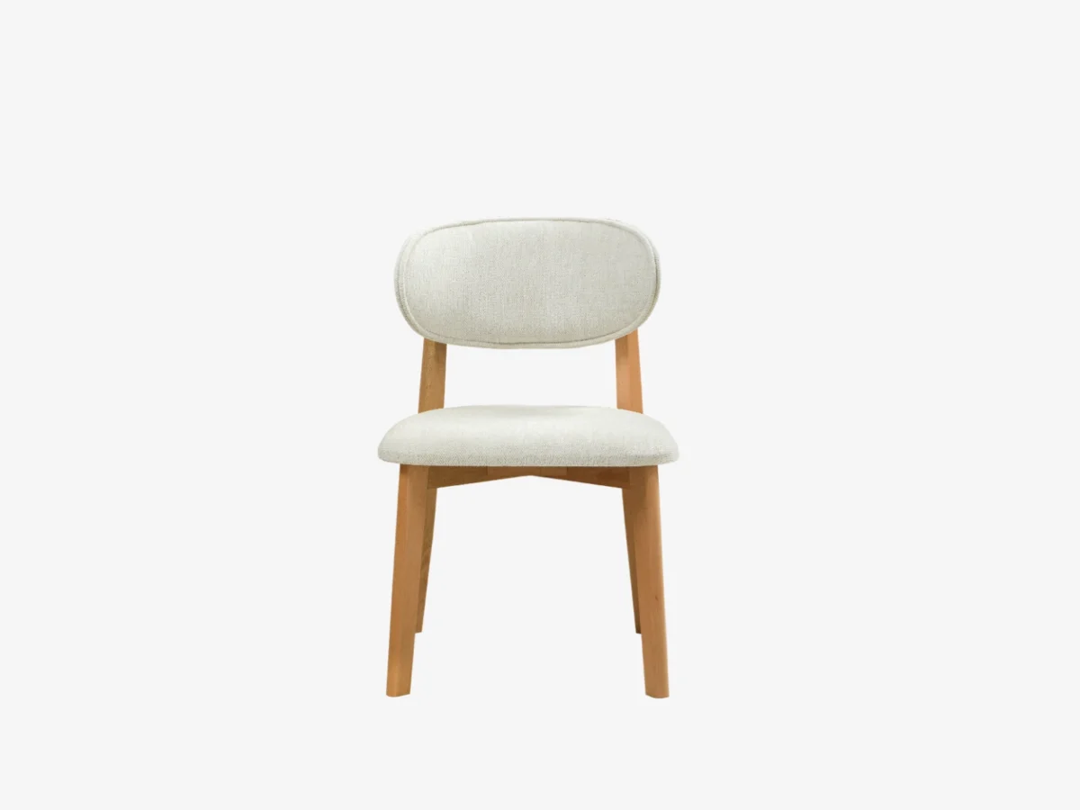 Inci Dining Chair – Beige Matis Fabric – Wooden Legs – PeryHome