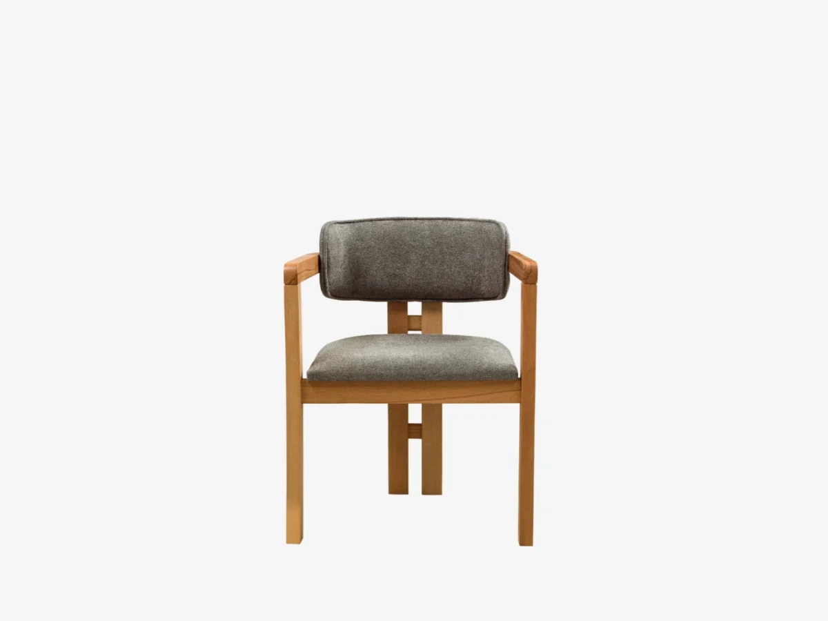 Milano Dining Chair – Grey Boucle Fabric – Wooden Legs