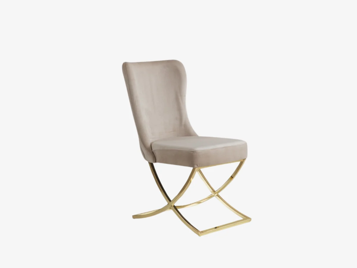 Chair - Velvet - Metal Legs | Royal Beige Armchairs for Dining