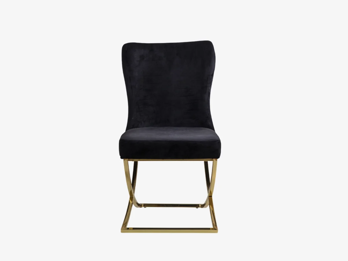 Chair - Velvet - Metal Legs | Royal Black Armchairs for Dining