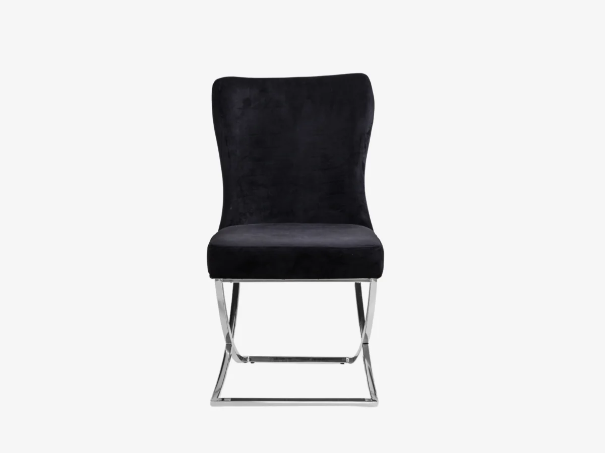 Chair - Velvet - Metal Legs | Royal Black Armchairs for Dining