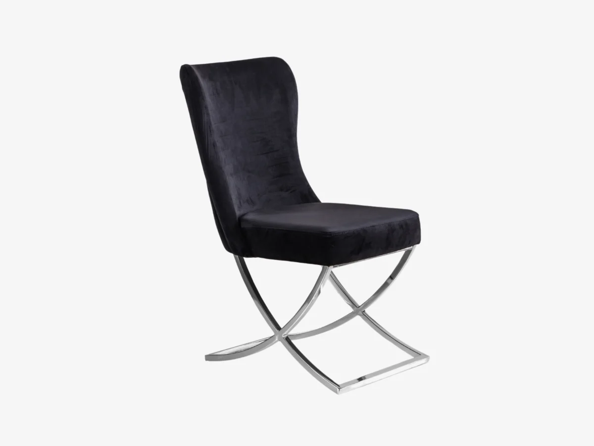 Chair - Velvet - Metal Legs | Royal Black Armchairs for Dining