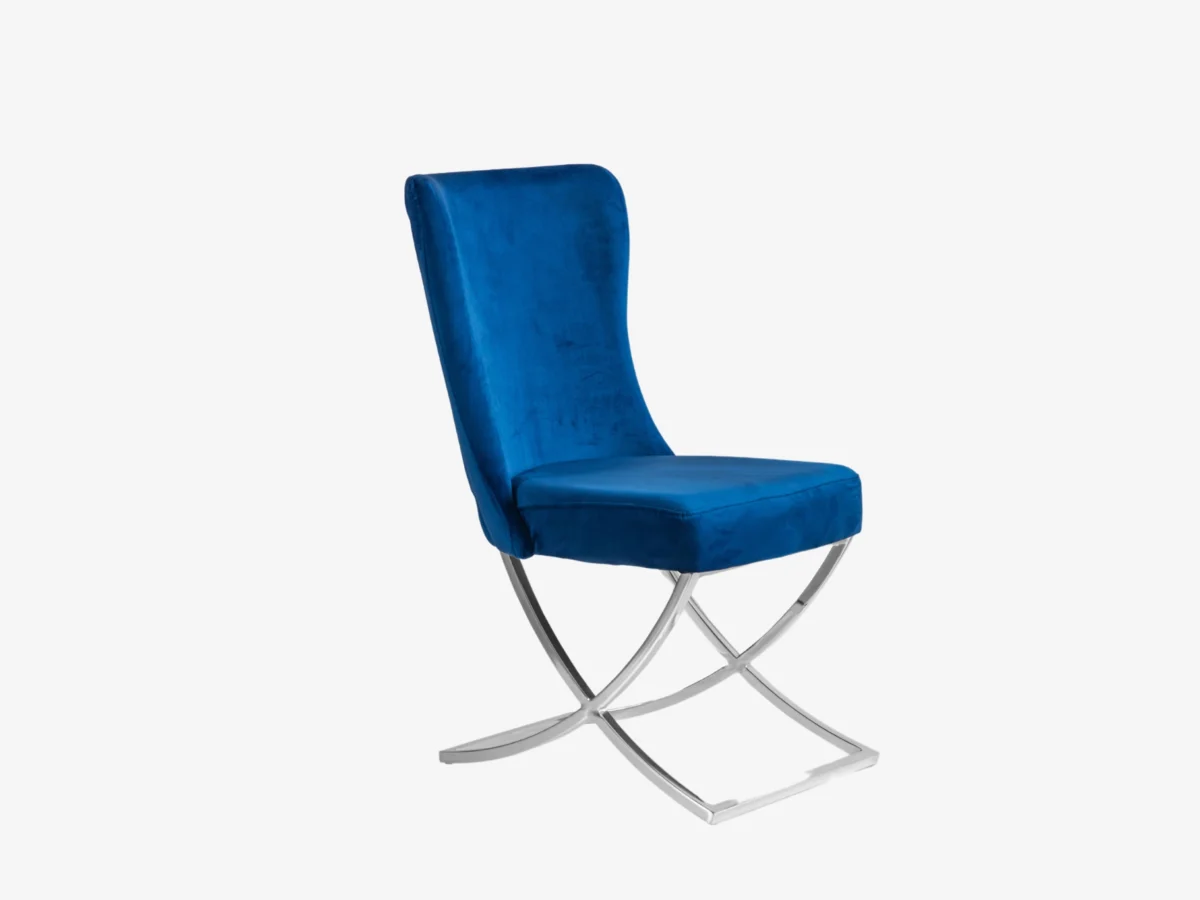 Chair - Velvet - Metal Legs | Royal Blue Armchairs for Dining