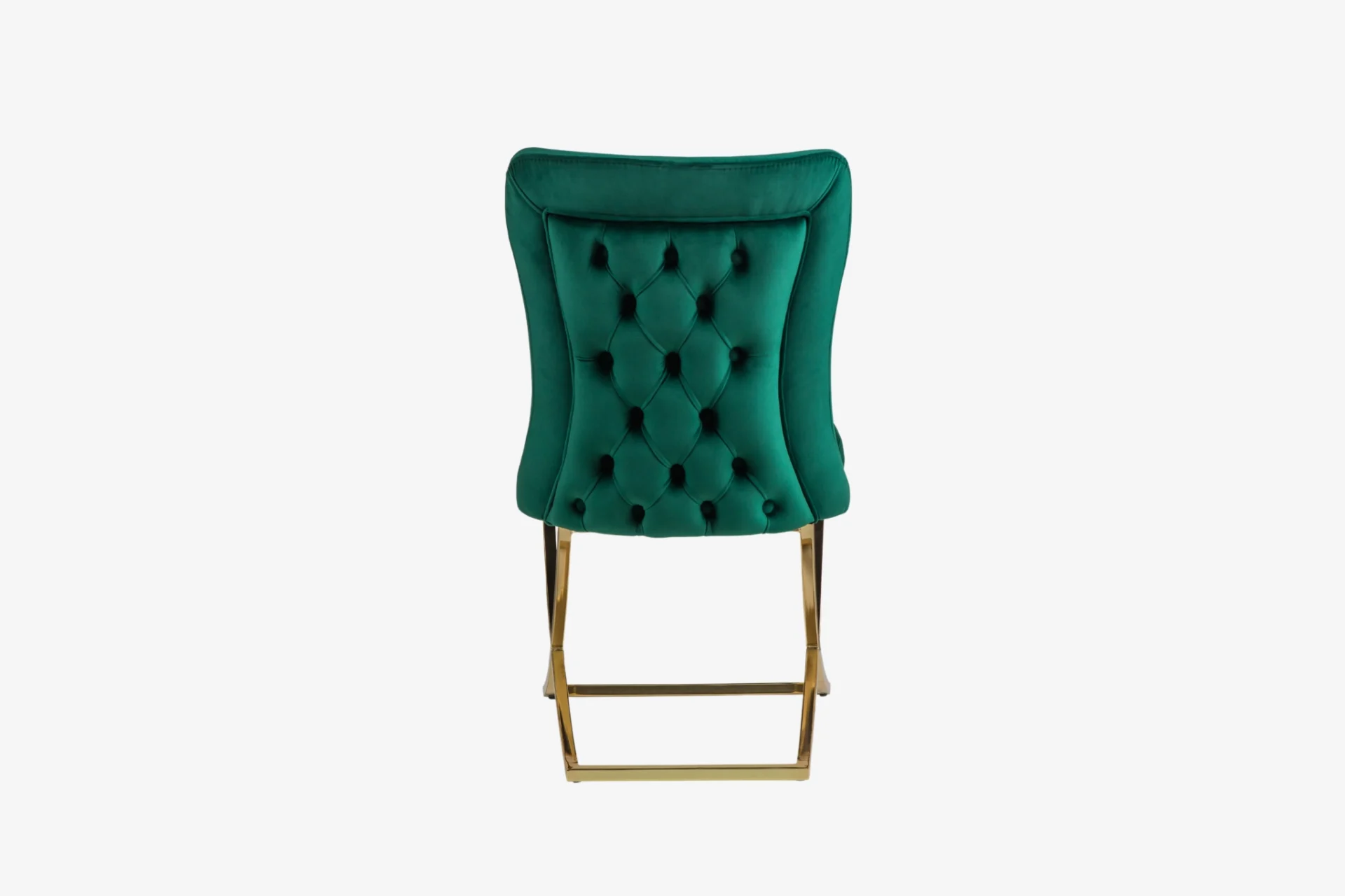 Royal Dining Chairs – (2 Chairs Set) – Green Velvet - Gold Metal Legs - Image 4