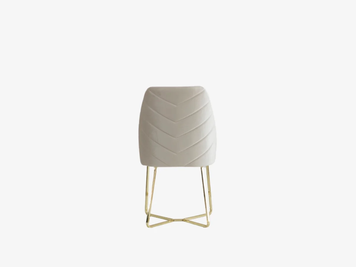 Star Dining Chair – Beige Velvet Fabric – Gold Metal Legs