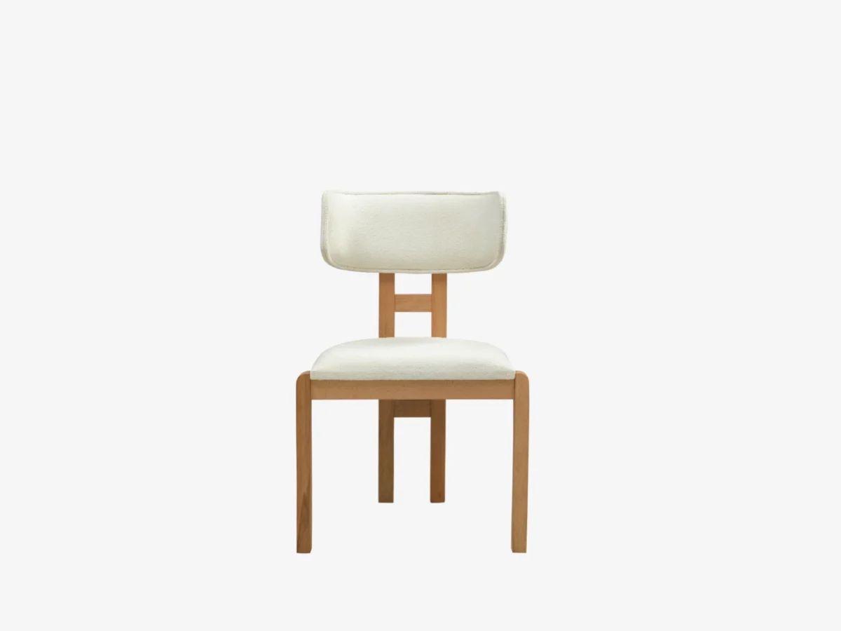 Neris Dining Chair – Beige Coco Fabric – Wooden Legs